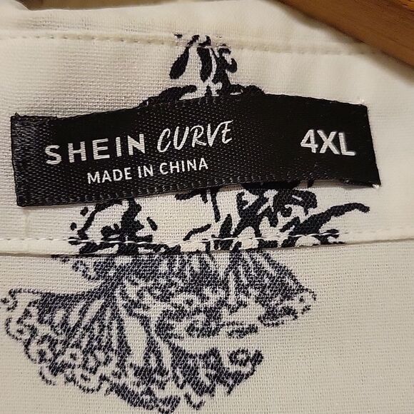 Shein Curve white floral design long sleeve blouse Size 4XL - Picture 2 of 4
